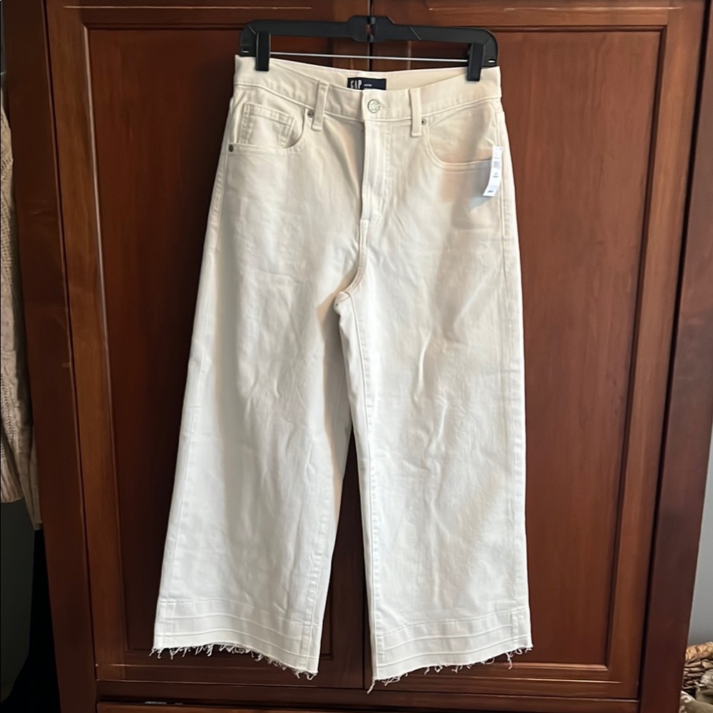 Elegant Cream Wide Leg Jeans